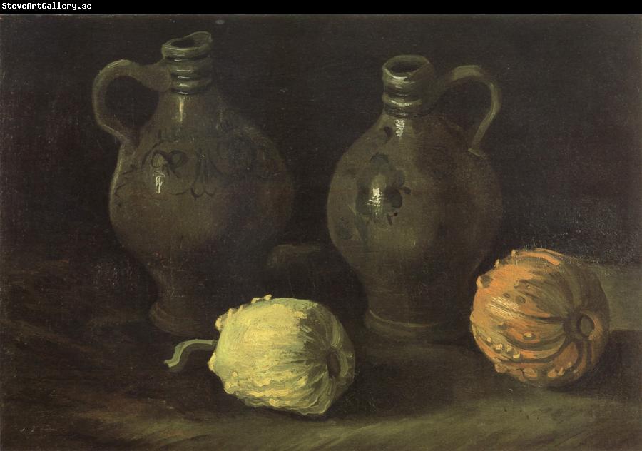 Vincent Van Gogh Still life with Two Jars and Two Pumpkins (nn04)